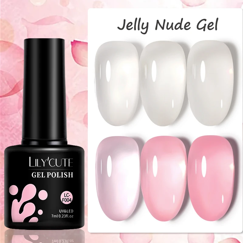 LILYCUTE 7ML Jelly Pink / Nude Gel Nail Polish Vernis Semi Permanent Nail Gel Manicure UV Gel Nail Art Top Coat Free Shipping