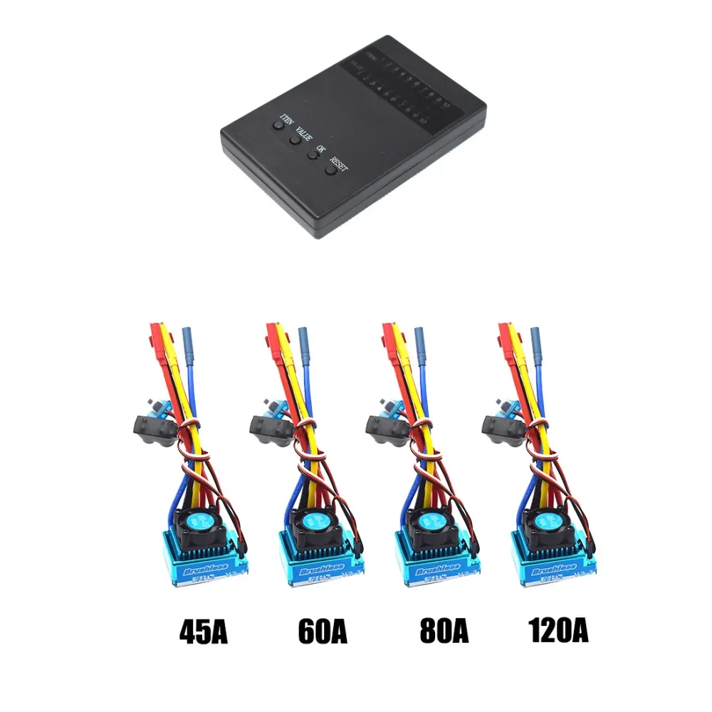 

Waterproof 45A 60A 80A 120A ESC Brushless Senseless Speed Controller Program Card for 1/10 1/12 Car RC Crawler RC Boat Part