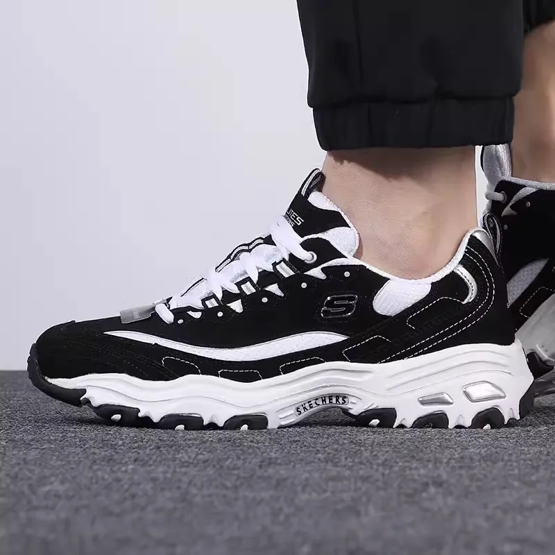 Мужская обувь Skechers классические черно-белые модные повседневные кроссовки