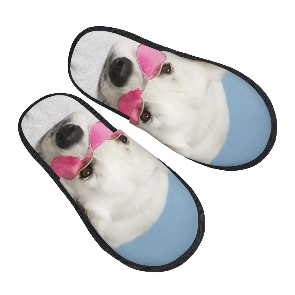 

Fur Slipper For Women Men Fashion Fluffy Winter Warm Slippers Funny Dog With Heart Sunglass House Shoes