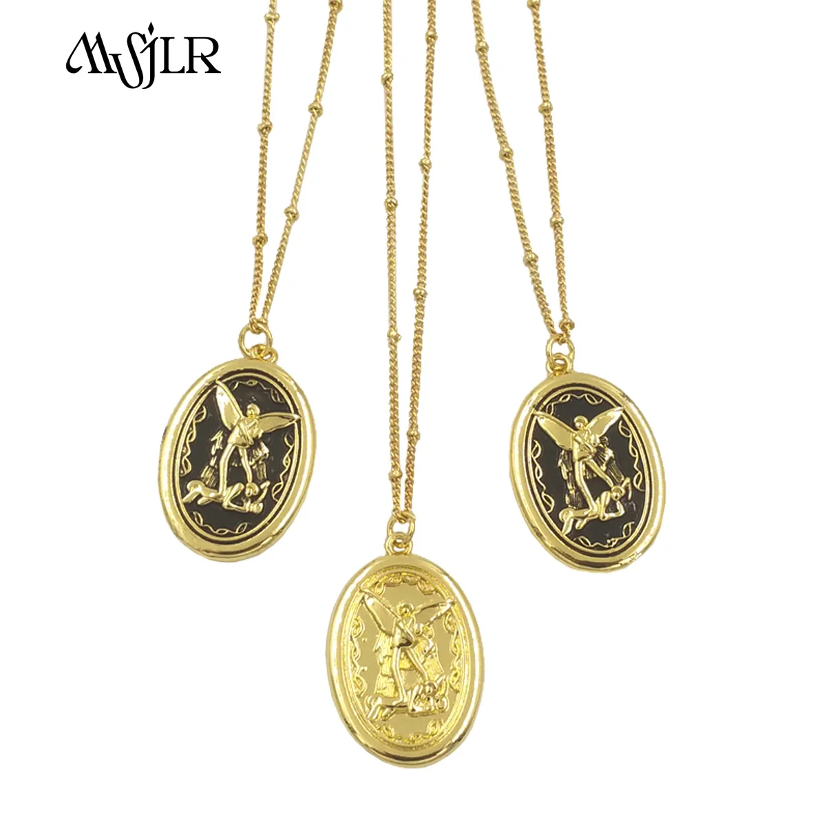 MVN066 2024 изысканное Латунное ожерелье в средневековом ретро-стиле с принтом ангела