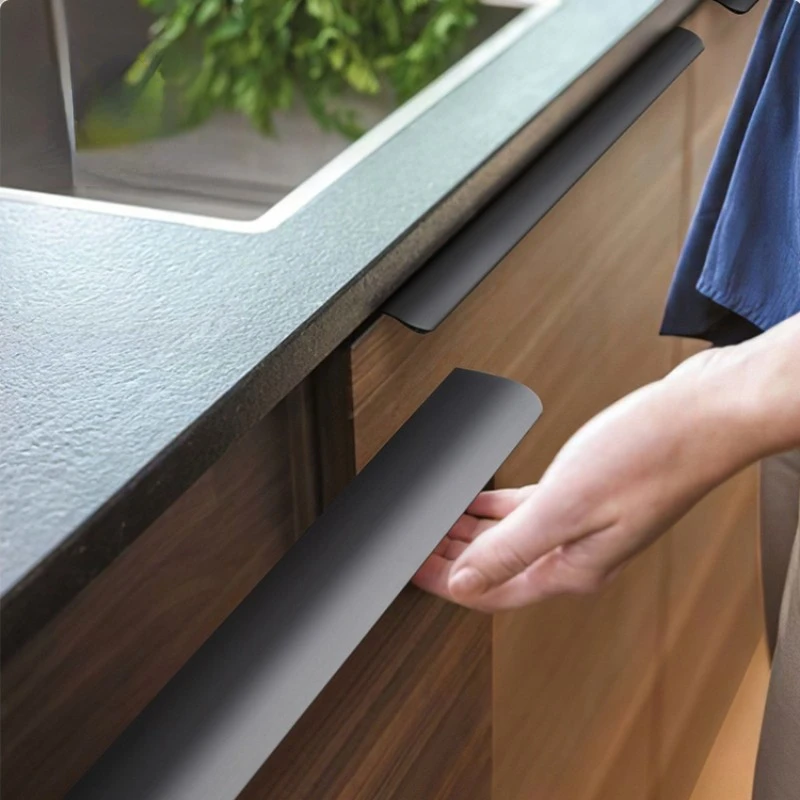 

Gold Black Hidden Handles Long Kitchen Cabinet Pulls Drawer Pulls Aluminum Alloy Furniture Handles Cupboard Pulls Wardrobe Pulls