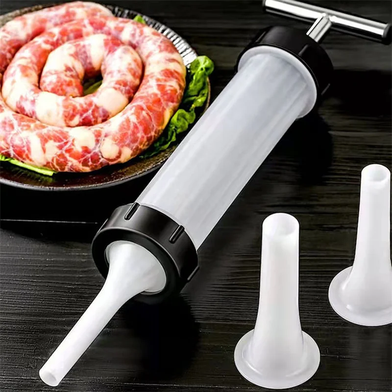 

Manual Sausage Stuffer Meat Beef Filling Machine Sausage Filler Homemade Meat Syringe Meat Injector Food Maker Funnel Nozzle Set