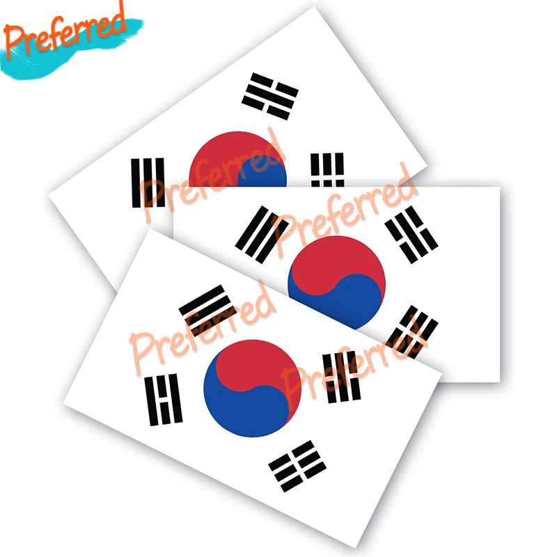 Наклейки на бампер с флагом Южной Кореи 3 упаковки сделаны из прочного