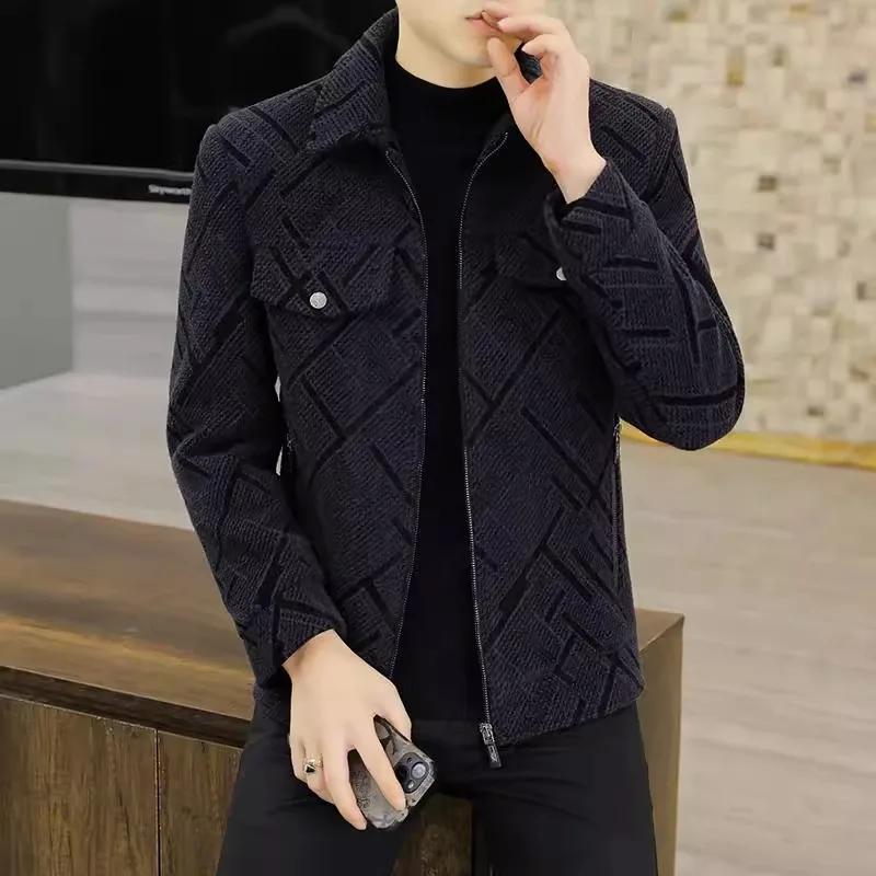 Осенне-зимние мужские шерстяные куртки приталенный повседневный деловой Тренч