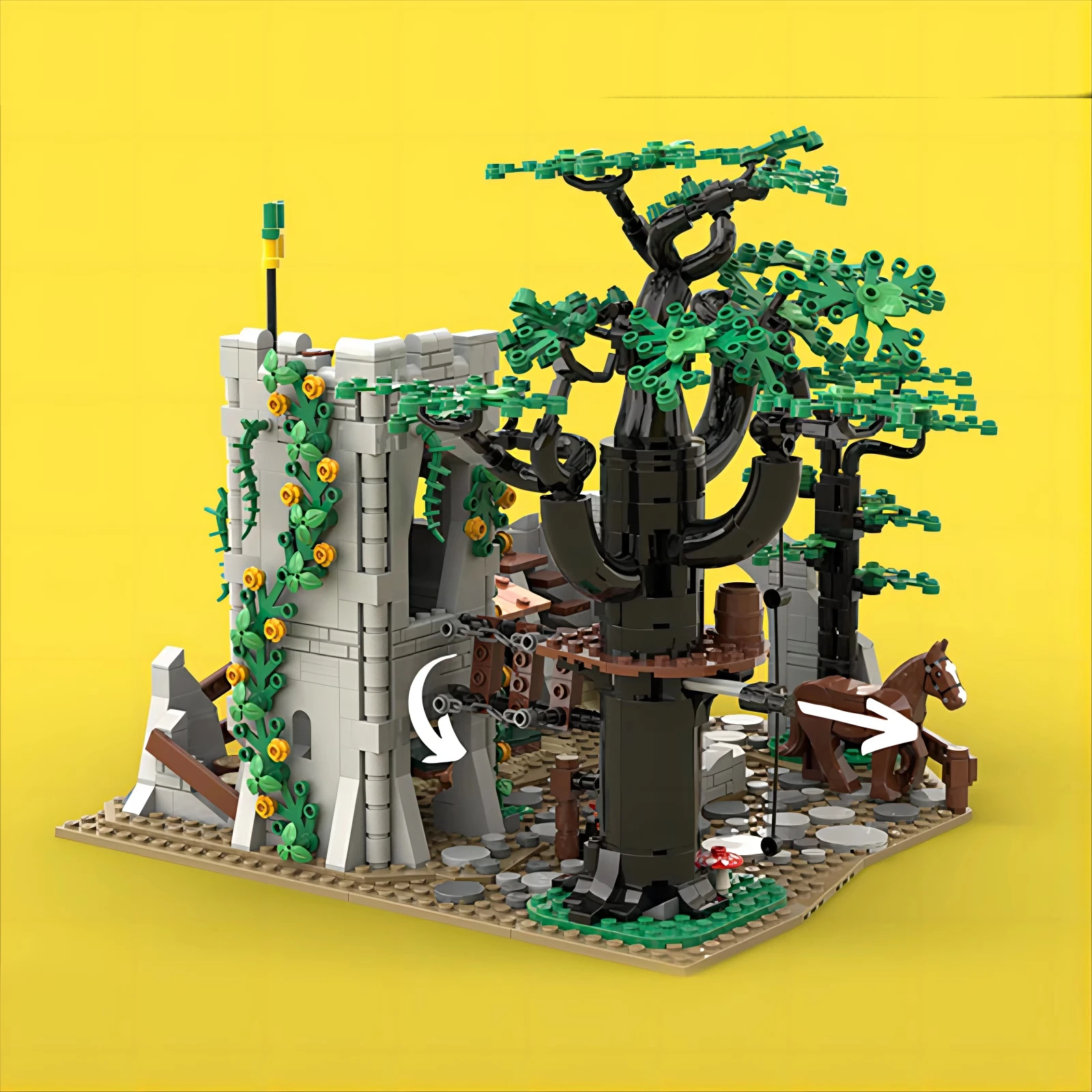 Игрушка MOC Forest Scene Series Sentinel Мужская тренировочный лагерь уличная сцена модель