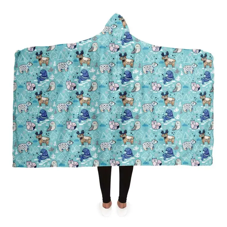 

Kawaii Animals Hooded Blanket | Cute Throw Hoody Blanket | Comfy Tv Blanket Dreamy Fantasy Home Wear | Girly Snug Night Wear