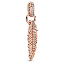 original sparkling feather dangle beads charm fit pandora women 925 sterling silver europe bracelet bangle diy jewelry