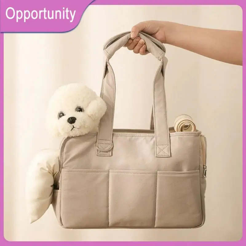 

Бежевая мягкая сумка через плечо для домашних животных, Женская хлопковая вместительная сумка для переноски собак, товары для домашних животных