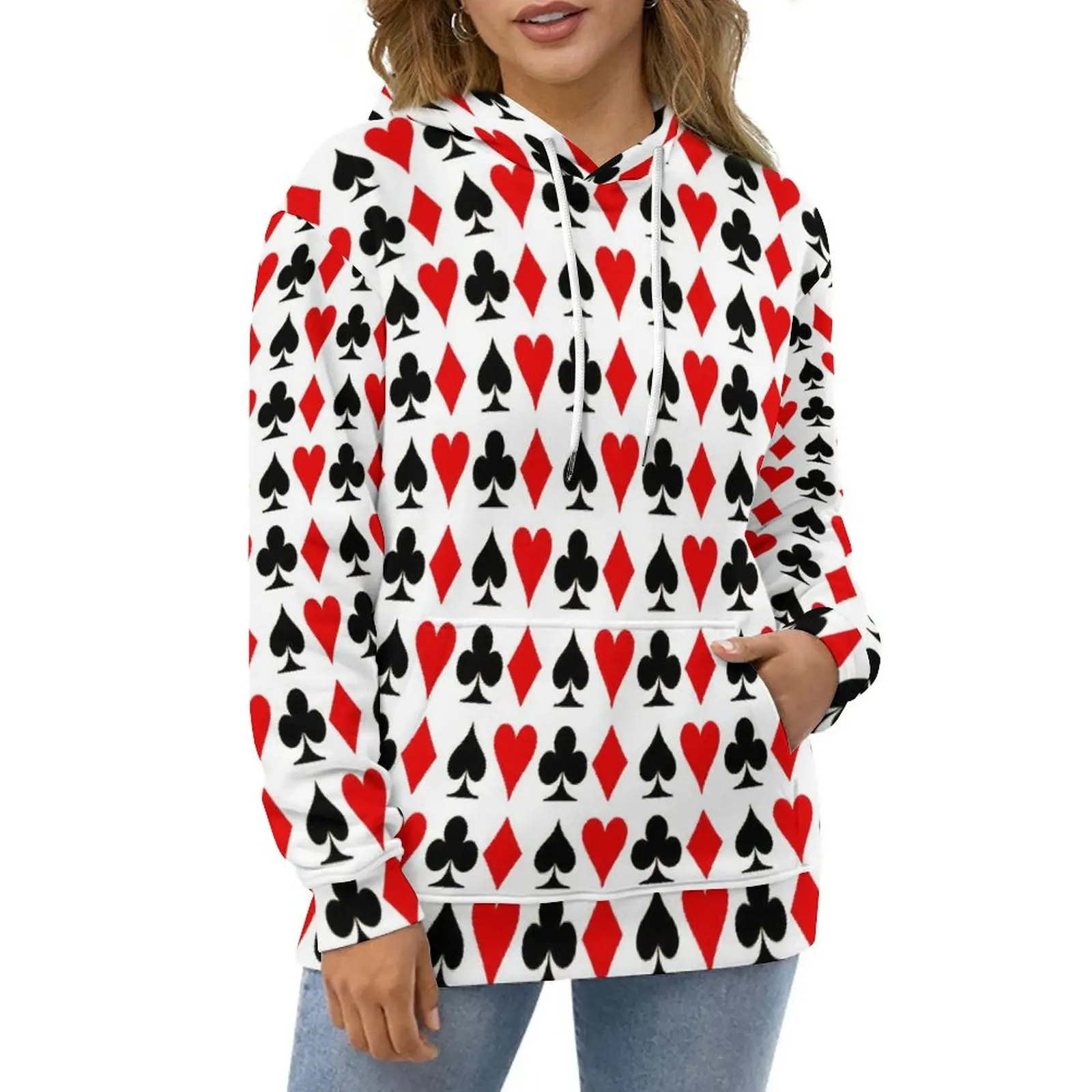 

Худи с длинным рукавом и принтом в виде карт