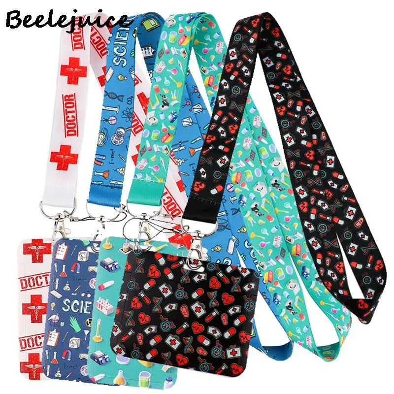 Doctor Medical Pills Cat Key lanyard Car KeyChain ID Card Pass Gym Mobile Phone Badge Kids Key Ring Holder Jewelry Accessories