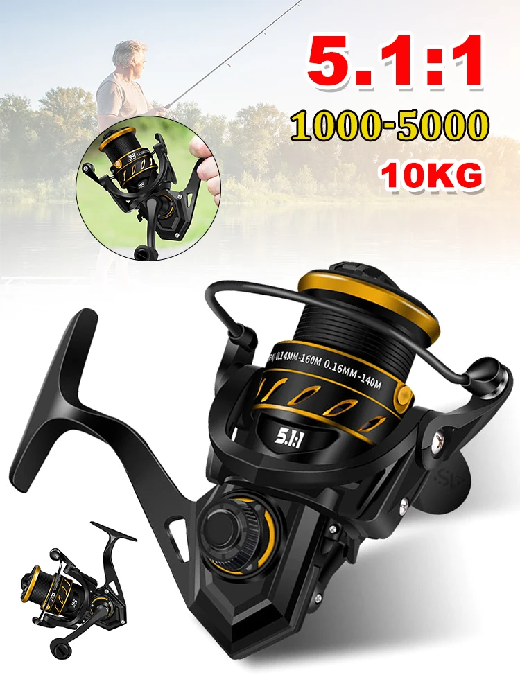 

1000-5000 Series Fishing Reel Spinning Reel 10KG Max Drag Aluminum Alloy Spool Freshwater Saltwater Reel Fishing Accessories