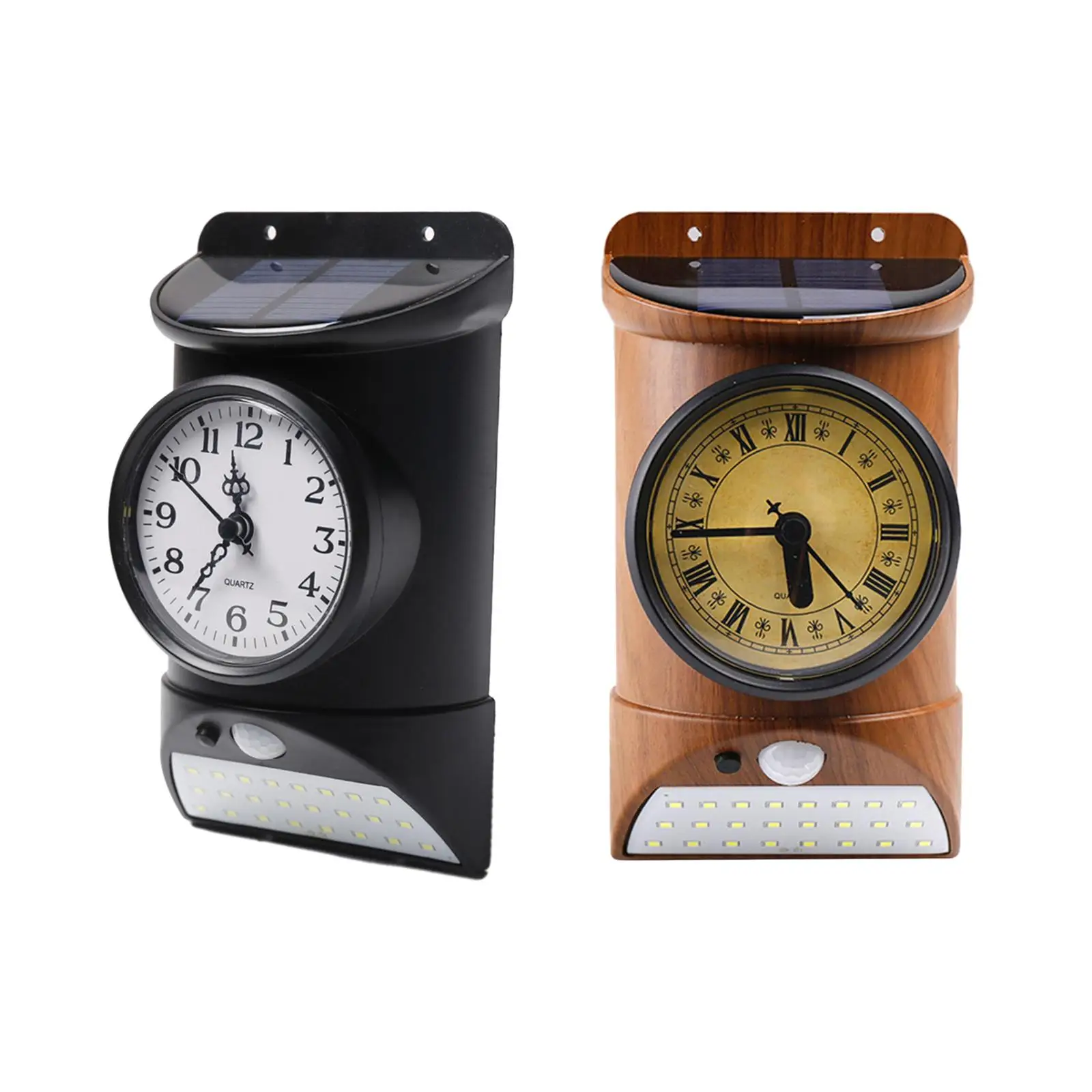 

Solar Sensor Light with Wall Clock Waterproof White LED Decorative Lamp for Tree Patio