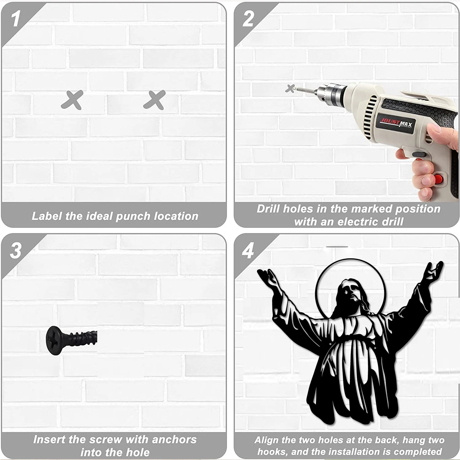 Украшение с изображением Иисуса на стену силуэт вырез знаки черная фермерская