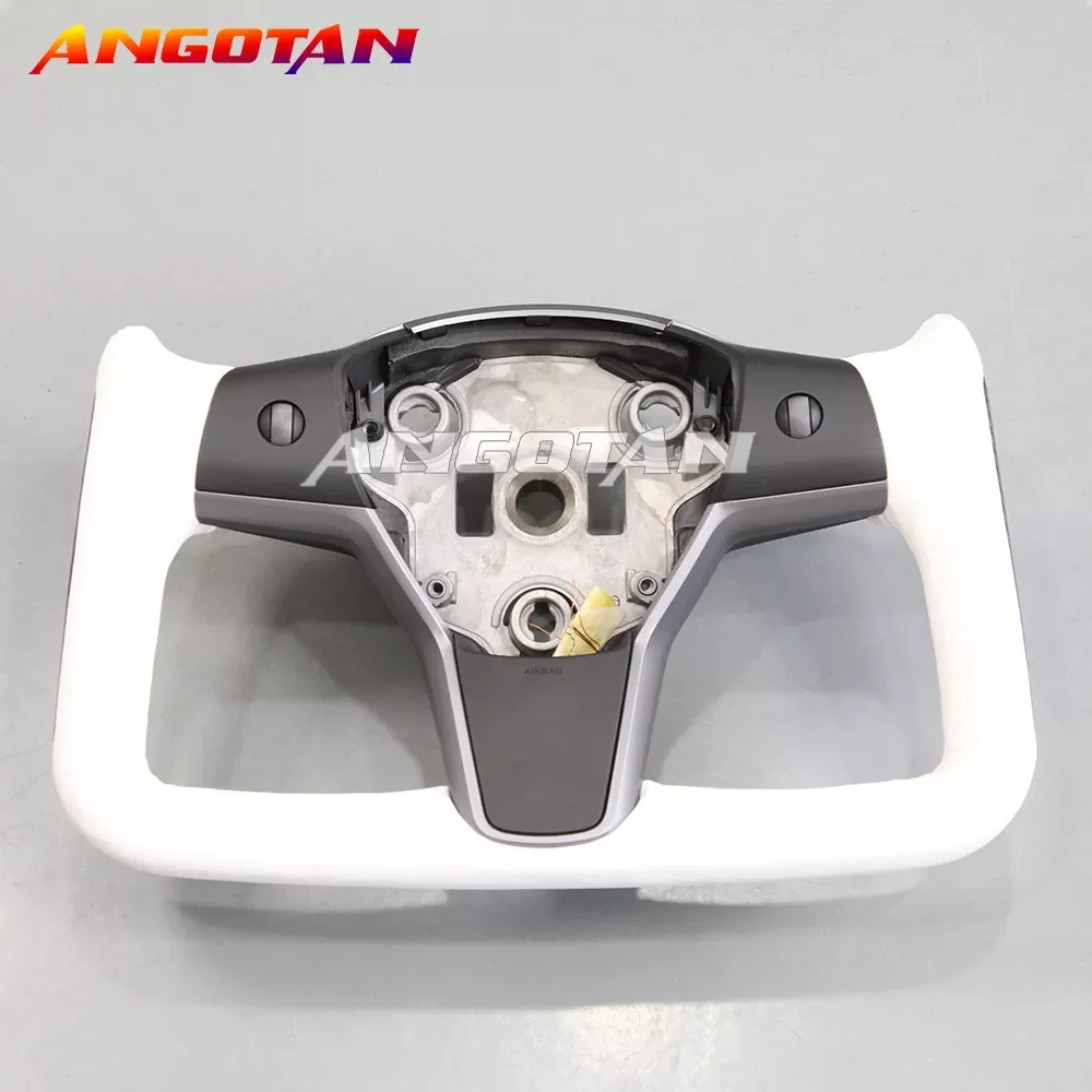 

Racing Carbon Fiber Perforated Leather Steering Wheel Fit for tesla Model 3 Model Y