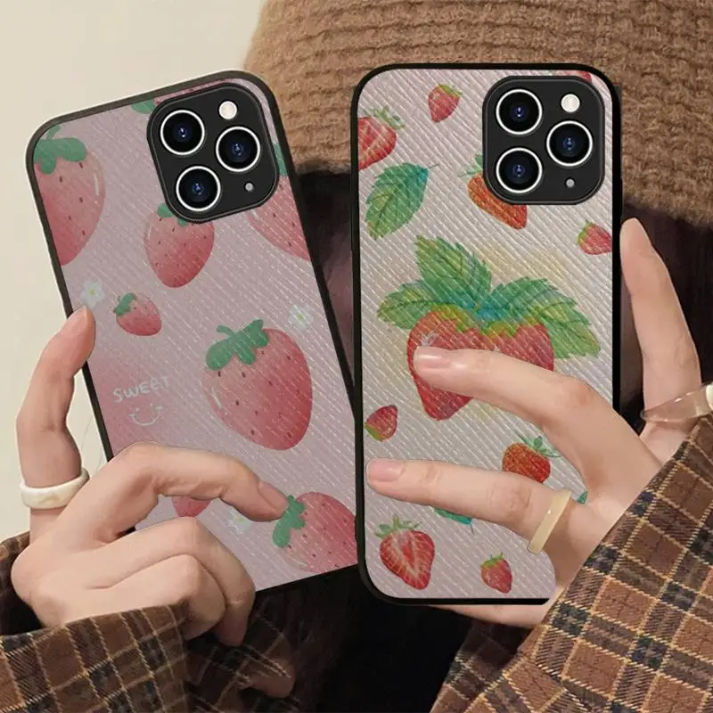 

strawberry fruit Phone Case Hard Leather Case for iPhone 11 12 13 Mini Pro Max 8 7 Plus SE 2020 X XR XS Coque