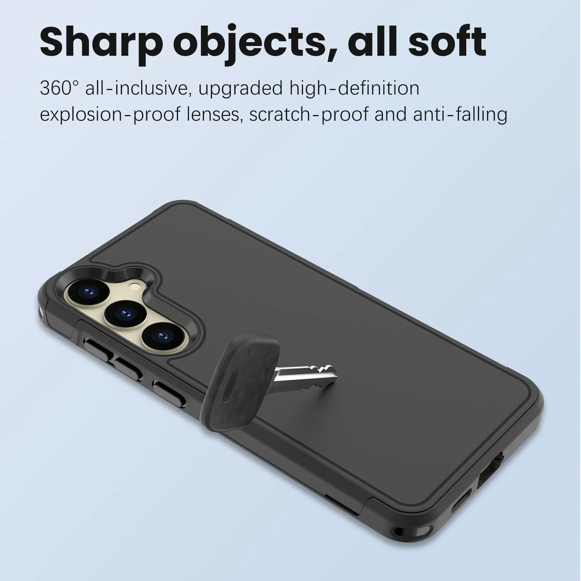 Жесткий черный чехол с точными вырезами для Samsung Galaxy S24 Ultra Plus устойчивый к ударам 2