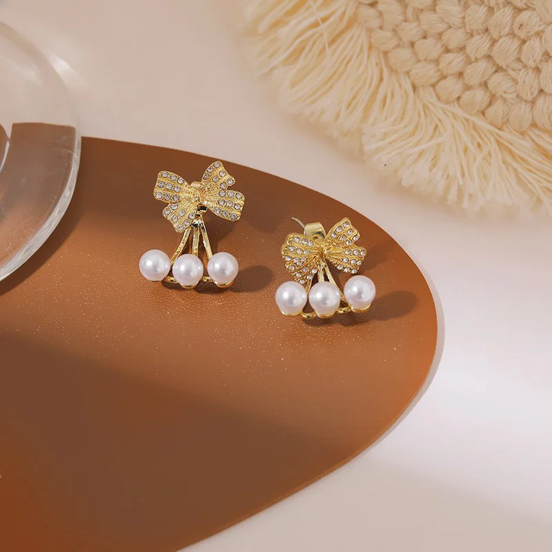 1 Пара простых жемчужных сережек с бантом элегантные женские изысканные модные