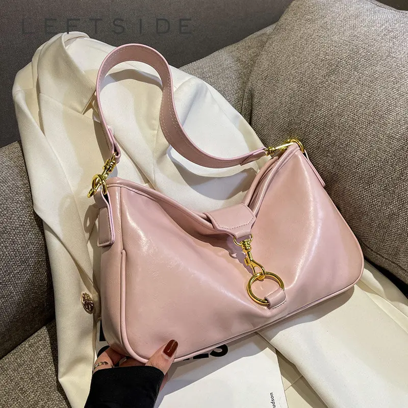 

Розовая сумка через плечо LEFTSIDE для женщин, весна 2023, новая трендовая Дизайнерская кожаная женская сумка через плечо