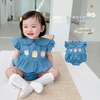 2022 summer baby girls clothes denim cotton cute 0 18m romper baby bodysuits infant short sleeve jumpsuit newborn overalls