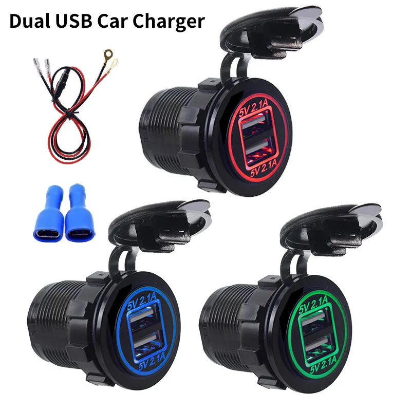 

Автомобильное зарядное устройство с двумя USB-портами, а, 12-24 В