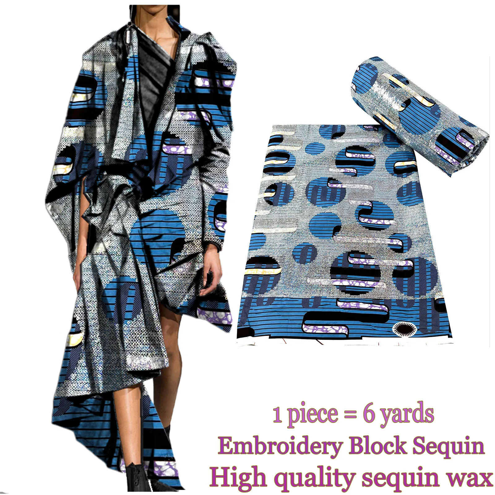 2024 африканская ткань из 100% хлопка с блестками и восковым принтом Анкары