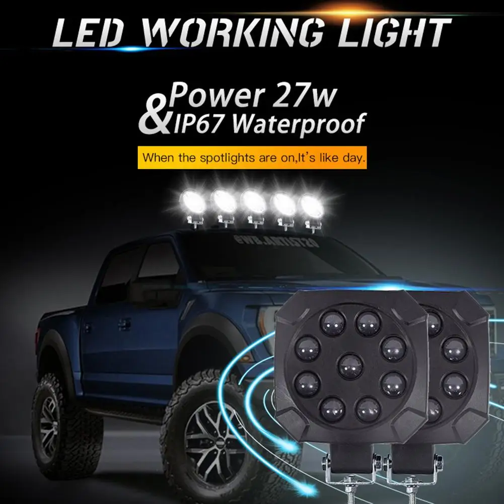 

Car LED Work Light 4-inch Square 9 Lamp Beads Spotlight Off-road Engineering Truck Modified Auxiliary Lamp