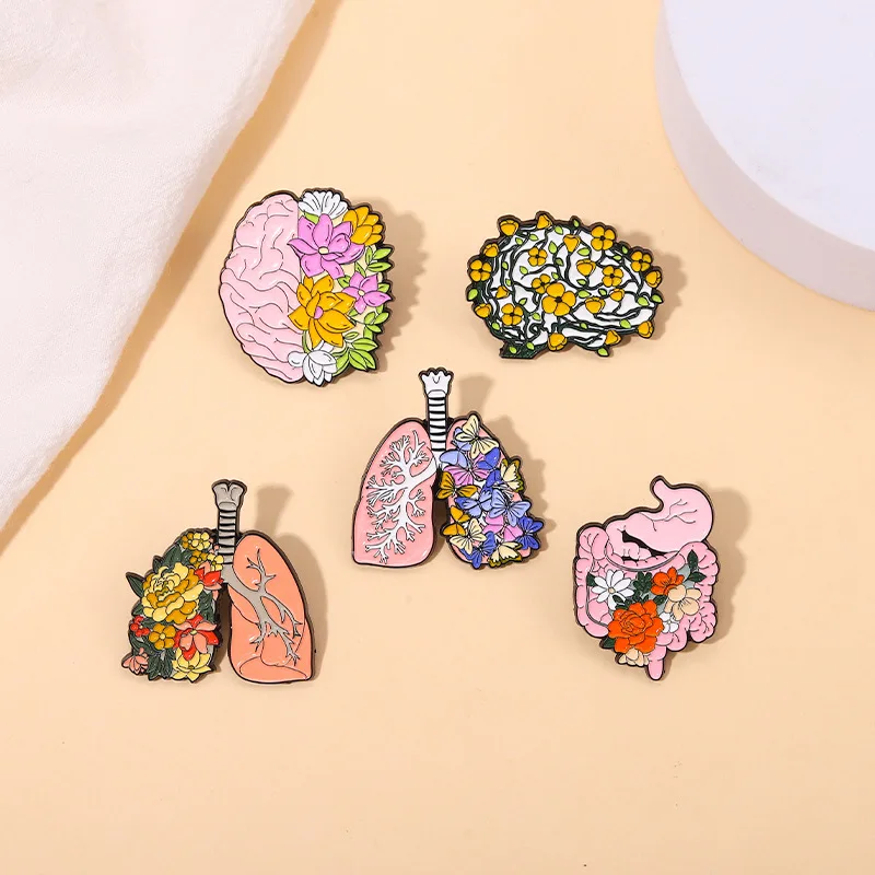 

Creative Pink Brain Lung Stomach Enamel Pins Punk Metal Organ Brooches Bag Clothes Lapel Pin Badge Jewelry Gift For Women Men