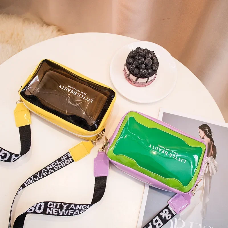 Модная тенденция женская сумка на плечо летняя прозрачная желейная маленькая