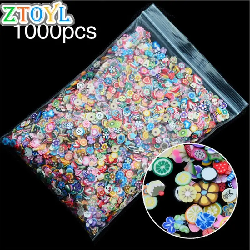 

1000pcs/pack DIY 3mm 3D Fruit Flowers Feather Design Tiny Slices Polymer Clay DIY Girls Toys Stickers Girls Gifts
