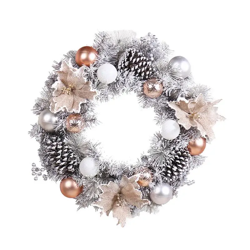 

Искусственный Рождественский венок, белый уличный многоразовый праздничный венок для входной двери, украшение для дома, улицы, входной две...