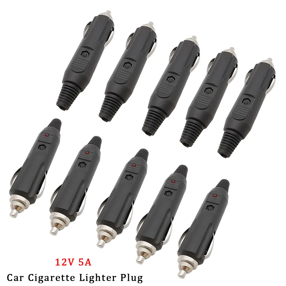 

10Pcs Car Cigarette Lighter Plug Socket Adapter 12V 5A LED Light Power Cigarette Lighter Connectors Fit For 6x30mm Fuse