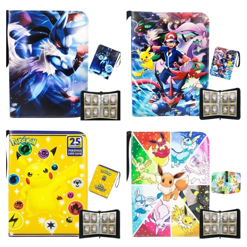 

Набор карт для коллекции новых игр Pokemon, книга для карт, игрушки, папка на молнии, подарок ребенку на день рождения, 50 страниц, вмещает 400 листо...