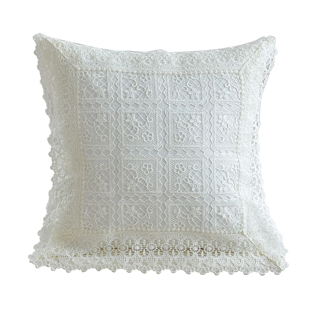 

Zipper Hotel Cushion Cover Modern Embroidered Lace Bedroom Home Decor Washable Non Slip Removable Square Living Room Pillow Case