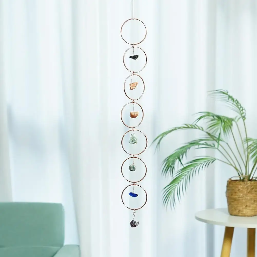 

Natural 7 Chakela Stone Crystal Gemstone Wall Decor Hanging Of Hanger Ornament Life Decorations Wall Gemstones Tree Tum U8M3