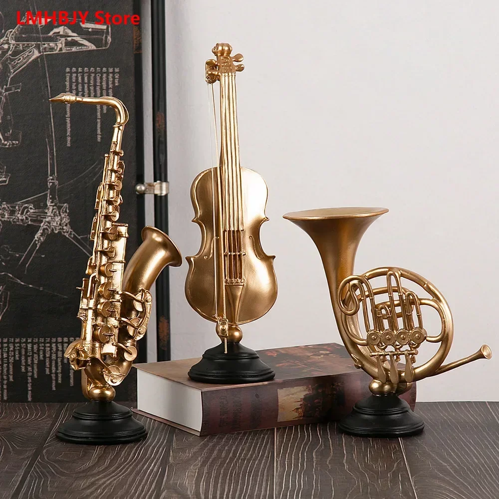 

Light Luxury Musical Instrument Violin Resin Music Artwork Ornaments Office Living Room Creative Model Decoration Ceremony