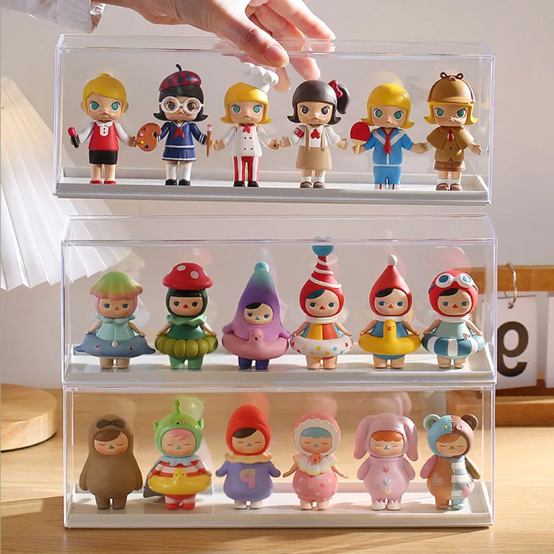 

Hand made doll display box Blind box doll storage Transparent stackable dustproof display stand