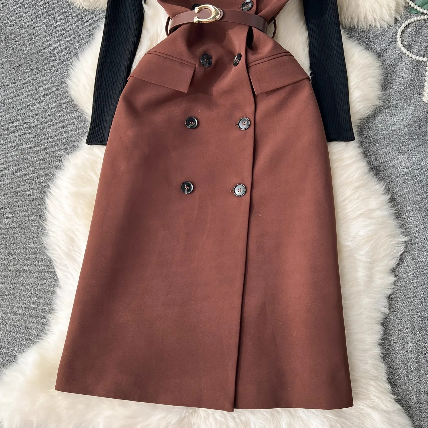 Женский комплект из 2 предметов элегантный трикотажный свитер и офисное