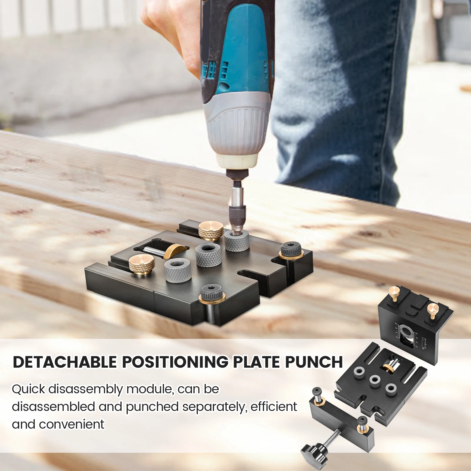 

3 in 1 Woodworking Doweling Jig Kit with Positioning Clip Adjustable Drilling Guide Puncher Locator Carpentry Tool woodworking