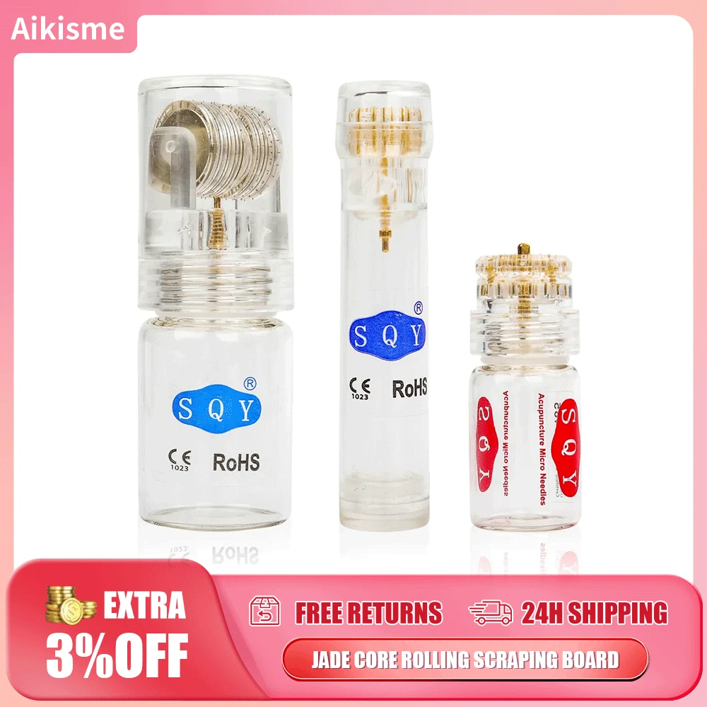 Derma Roller Needle Titanium Gold Derma Stamp Per Le Donne Beauty Facial Skin Care Micro Needles 0.25Mm Dermaroller Face Massager