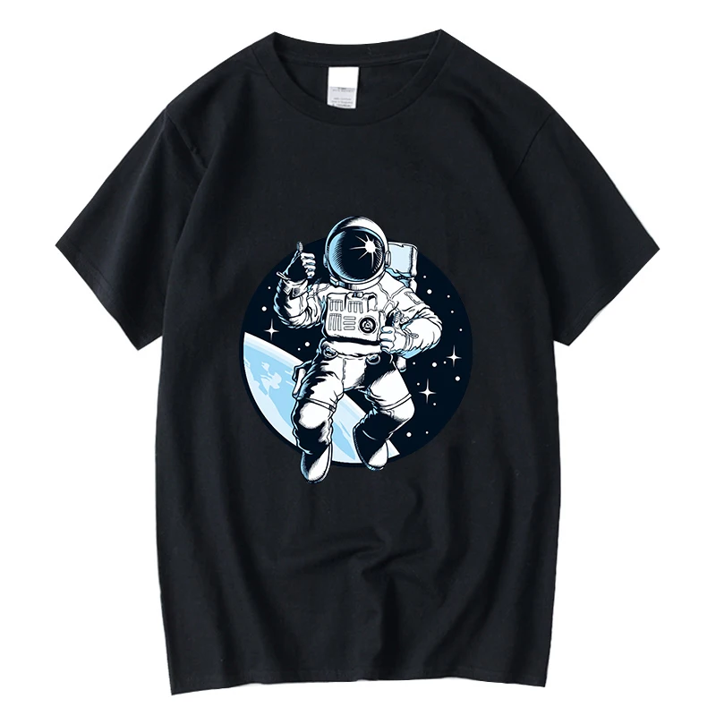 

XIN YI Men's T-shirt High Quality 100% cotton Funny spaceman printing Knitted fabric casual loose cool o-neck men t-shirt male
