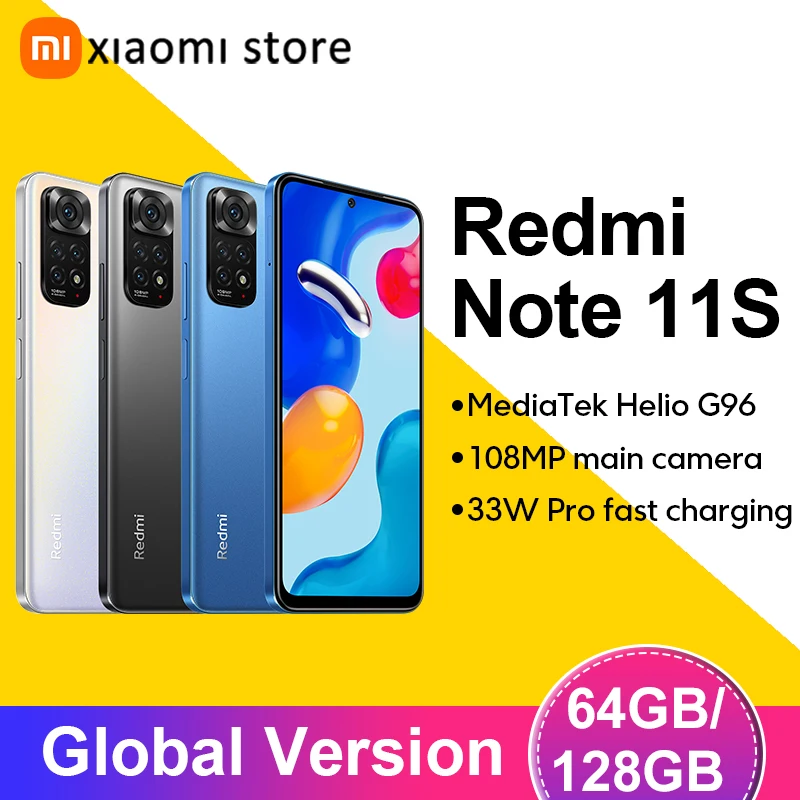 Смартфон Xiaomi Redmi Note 11S 6 + 64/128 ГБ AMOLED дисплей 90 Гц 33 Вт 5000 мАч - купить по выгодной