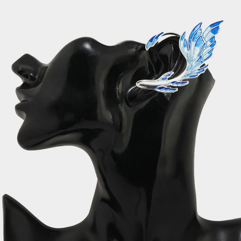 Женские эмалированные Серьги-манжеты Elf синие серьги-манжеты с золотыми рыбками