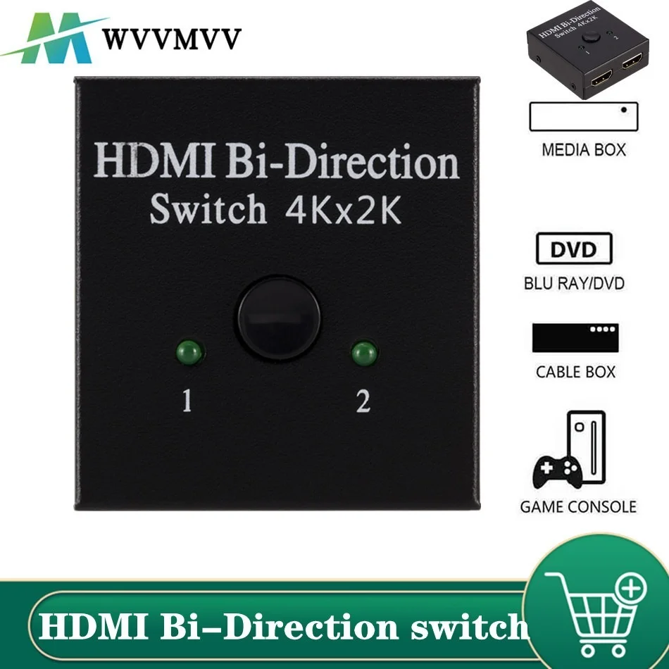 WVVMVV 4K 3D HDMI переключатель 2 порта двунаправленный 1x2 / 2x1 сплиттер порты Sup Ultra HD 1080P HDR