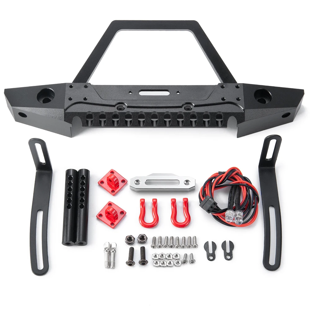 

Alloy Front Bumper with LED light Mount Shackles For 1/10 RC Crawler Axial SCX10 II 90046 SCX10 III AXI03007 AXI03006