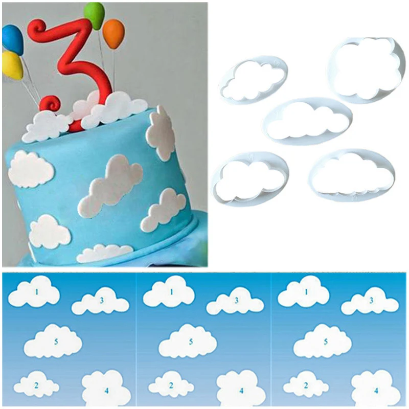 

5PCS/Set Cloud Shape Cookie Cutter Custom Made 3D Printed Fondant Biscuit Mold DIY Bakery Mold Pastry Decor Baking Accesories
