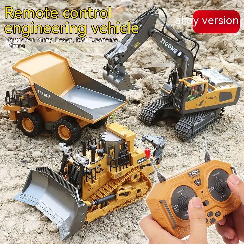

New Wireless Alloy Remote Control Excavator 11 Channel Charging Digging Toy Engineering Car Children's And Boys' Toys