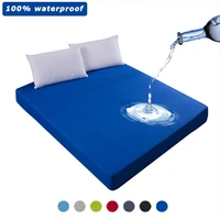 100 waterproof solid bed fitted sheet nordic adjustable mattress covers four corners with elastic band multi size bed sheet