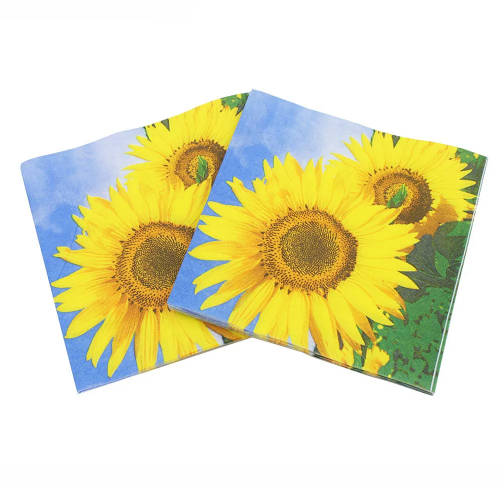 

20 Sheets Sunflower Printed Napkins Disposable Tissue Napkin Party Supplies