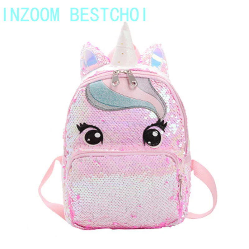 

Girls 2023 Sequins Unicorn Backpack Women Large Capacity Bag Girl Book Bag Satchel School Bag for Teenager Student All-Match